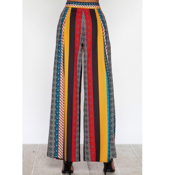 🆕Paige Boho Mixed Print Wide Leg Palazzo Pants - Picture 3 of 7